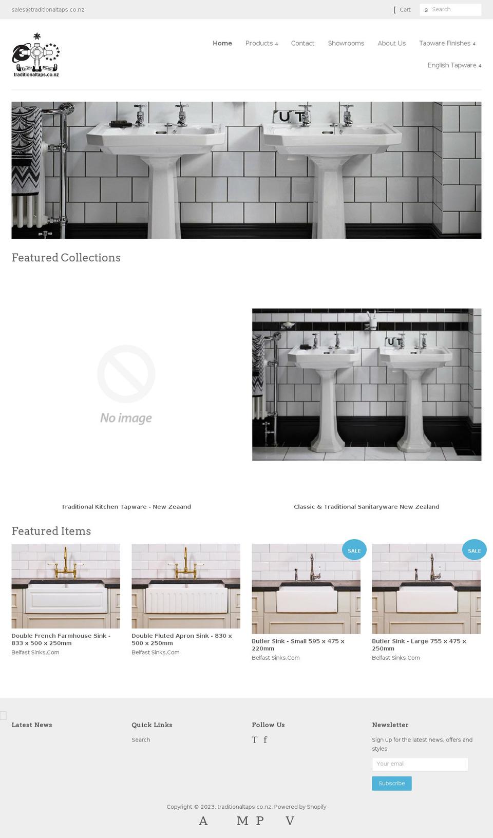 traditionaltaps.co.nz shopify website screenshot