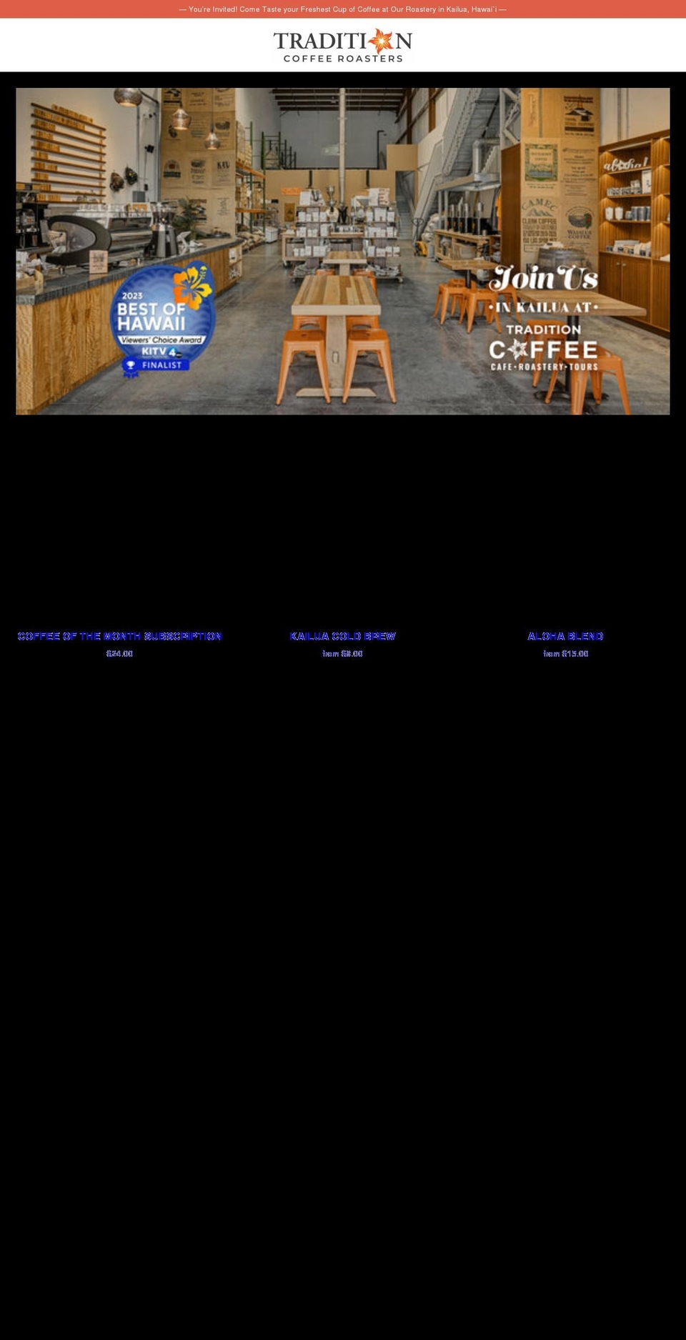 traditioncoffeeroasters.com shopify website screenshot