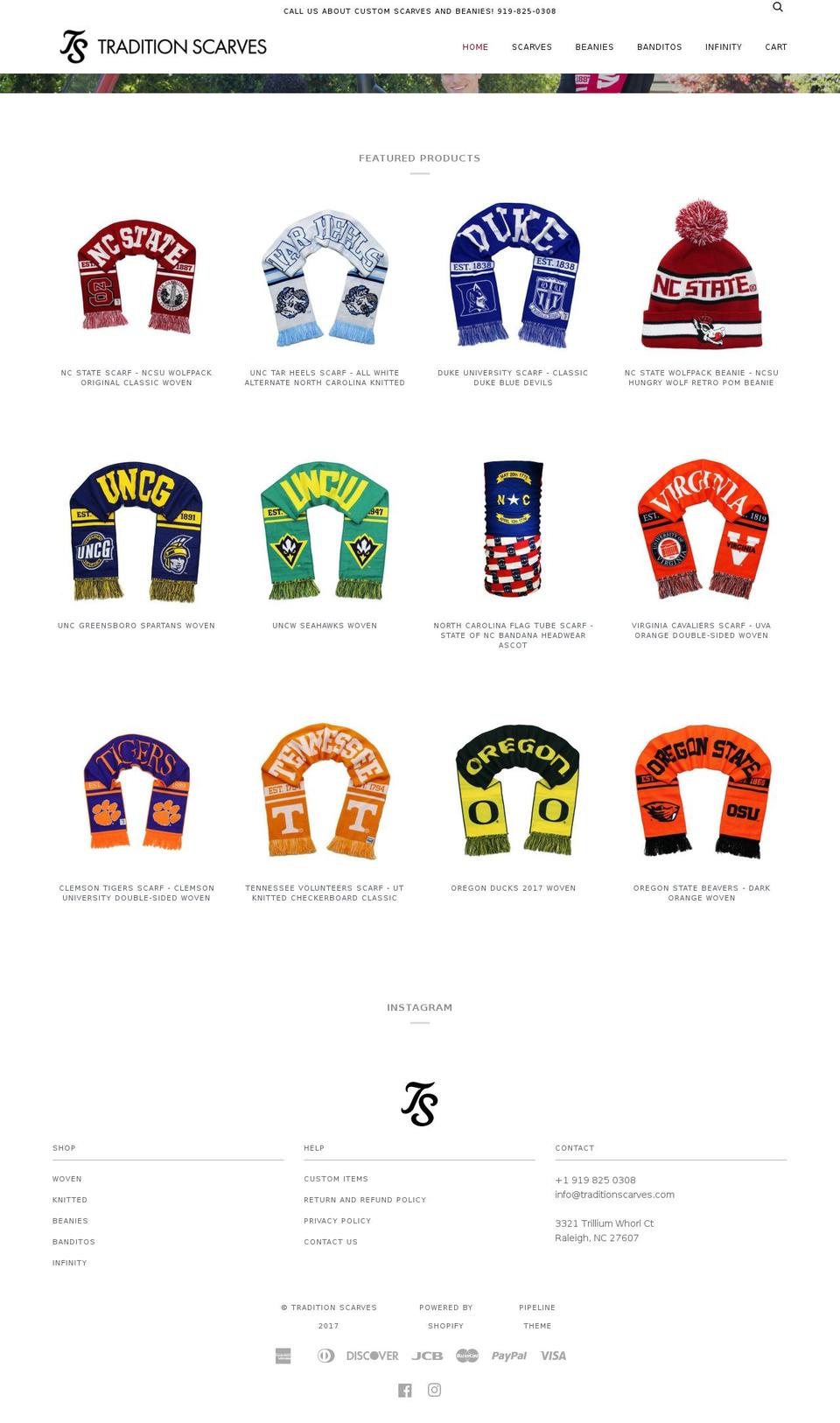 traditionscarves.com shopify website screenshot