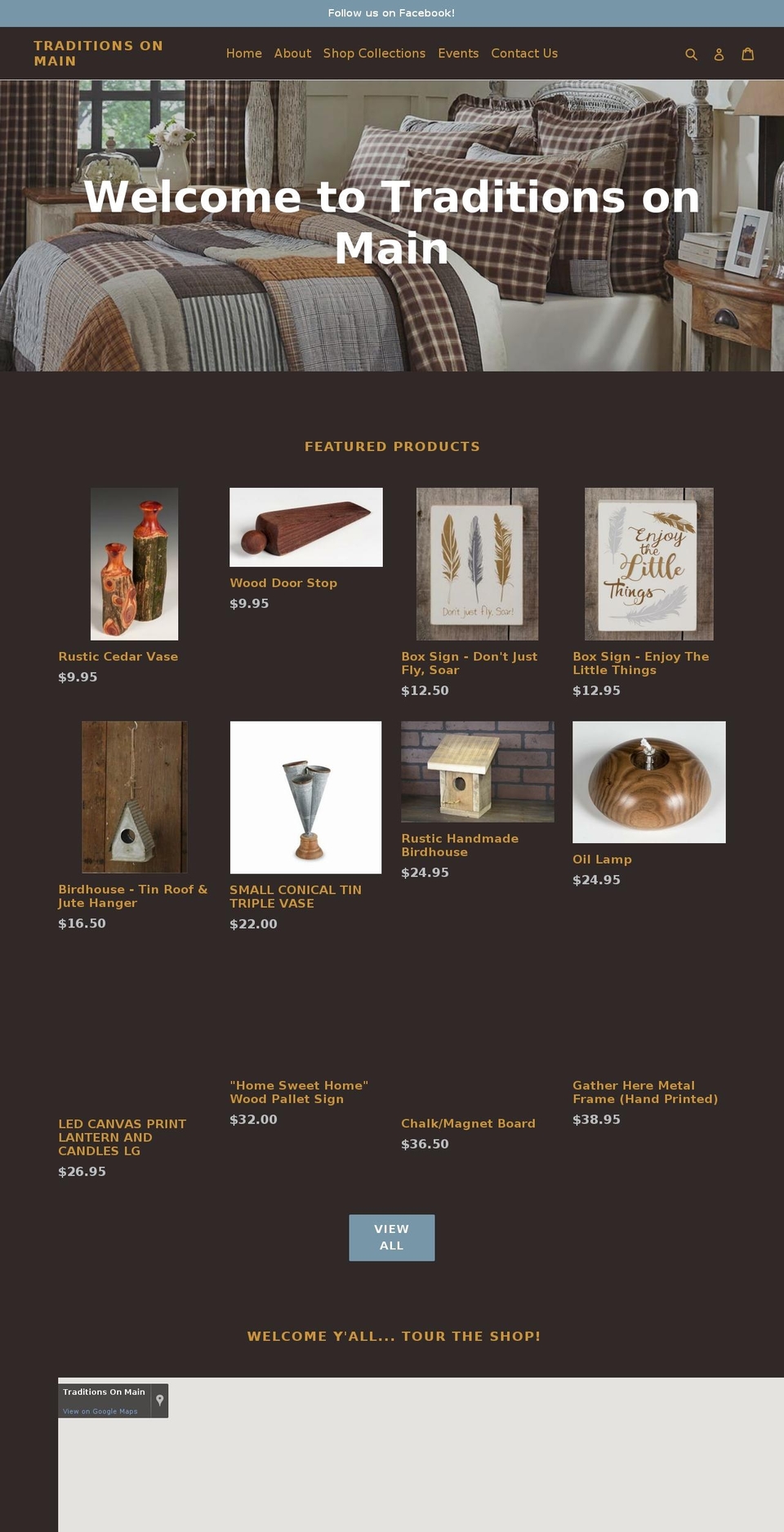 traditionsonmain.com shopify website screenshot