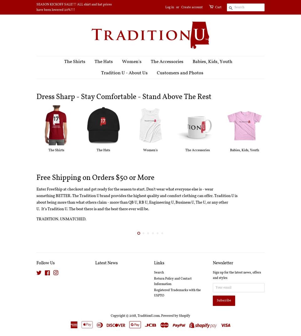 traditionu.com shopify website screenshot