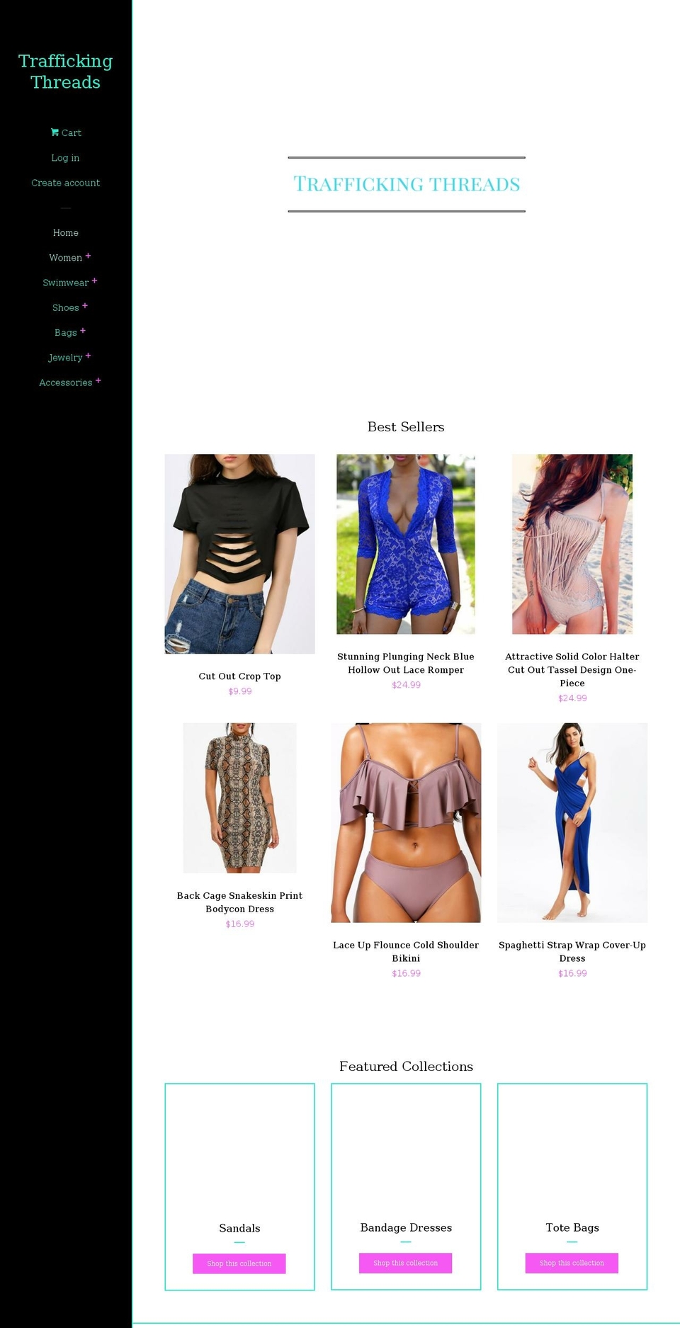 traffickingthreads.com — Shopify storefront screenshot