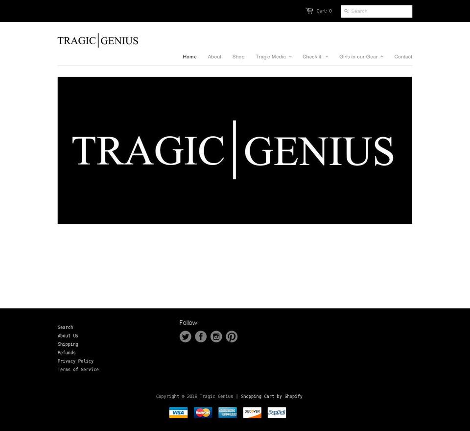 tragicgenius.com — Shopify storefront screenshot