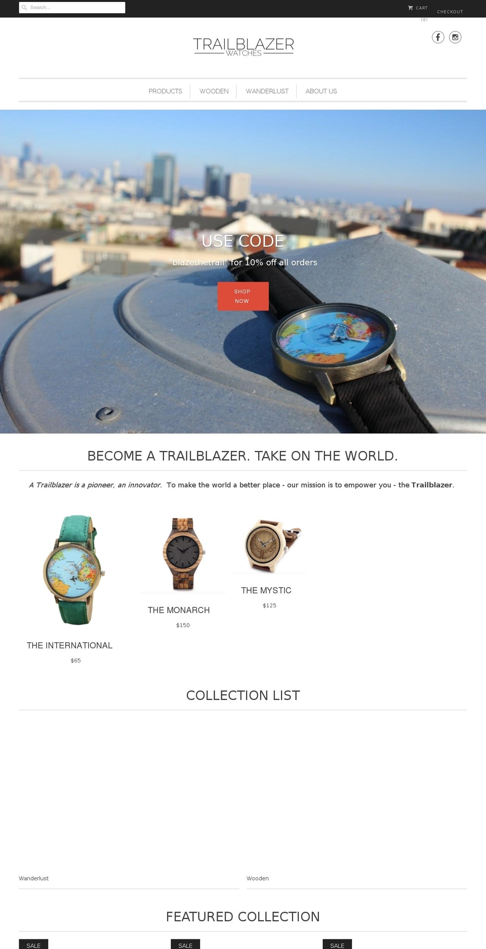 trailblazerwatches.com — Shopify storefront screenshot