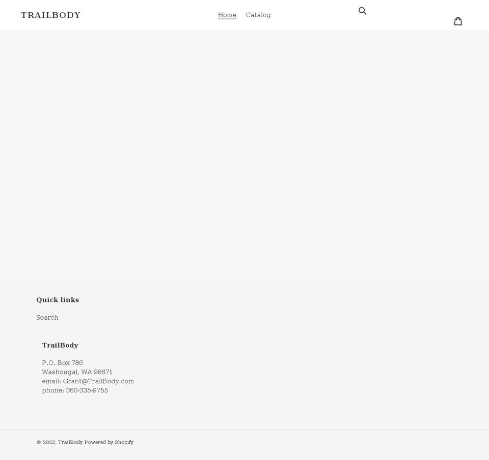 trailbody.myshopify.com shopify website screenshot