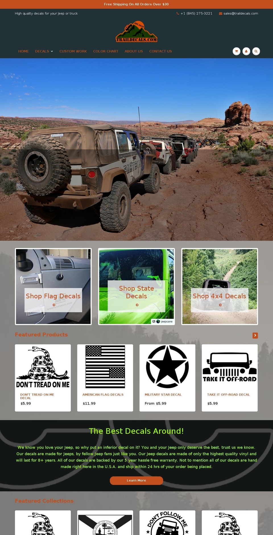 traildecals.com shopify website screenshot
