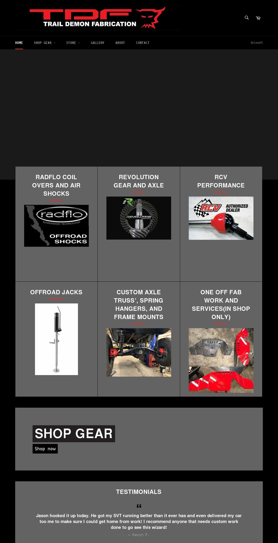 traildemonfabrication.com shopify website screenshot
