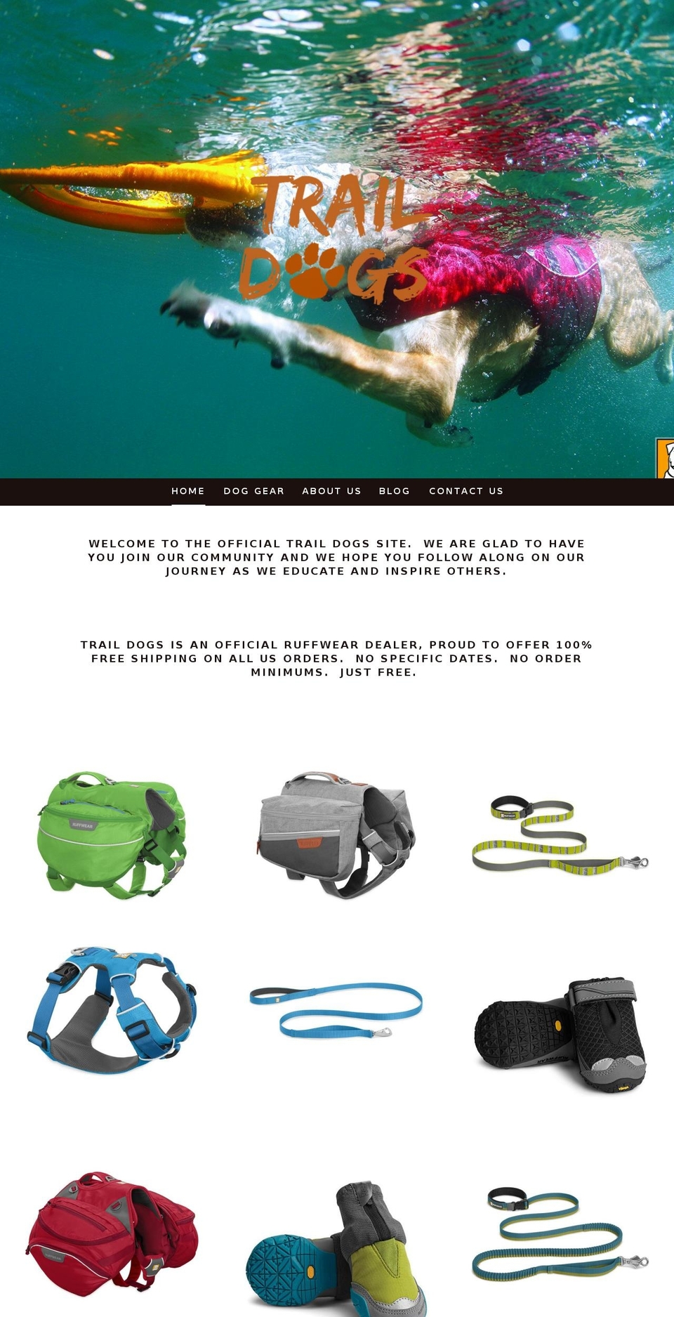 traildogsusa.com shopify website screenshot