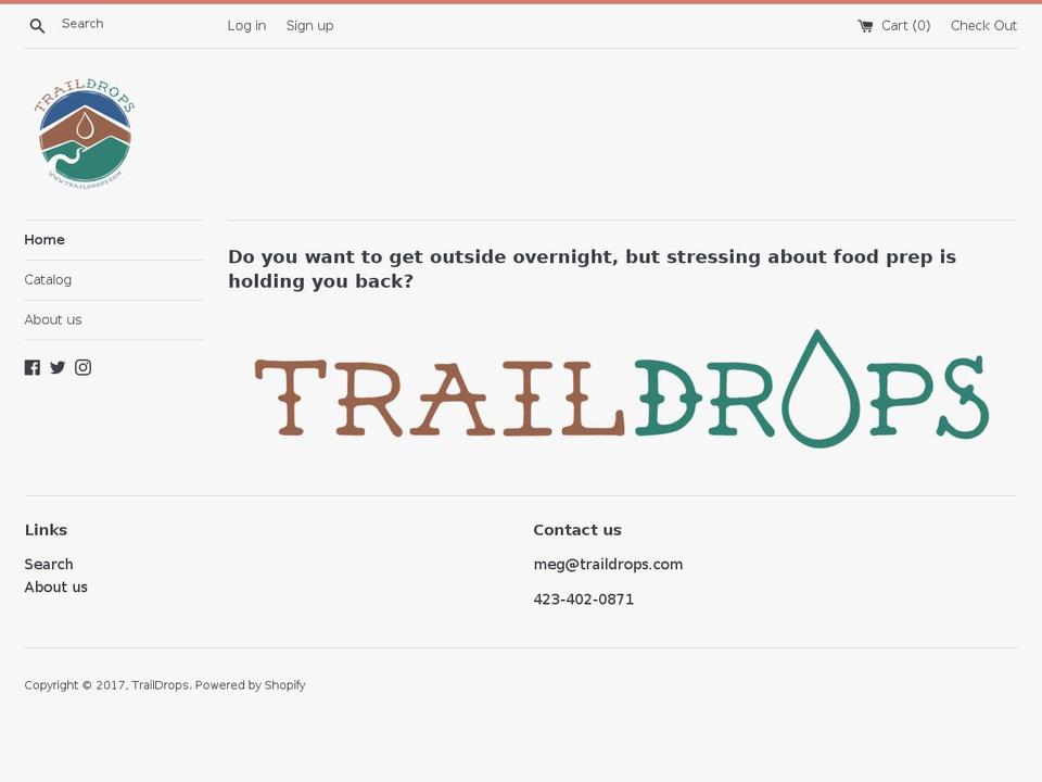 traildrops.biz shopify website screenshot