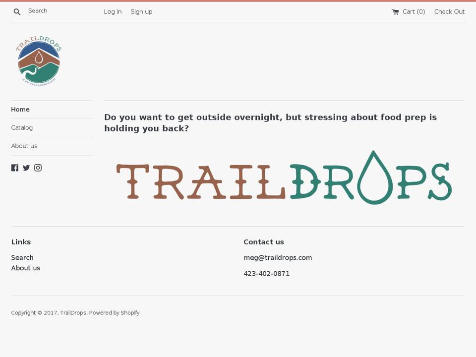 traildrops.com shopify website screenshot