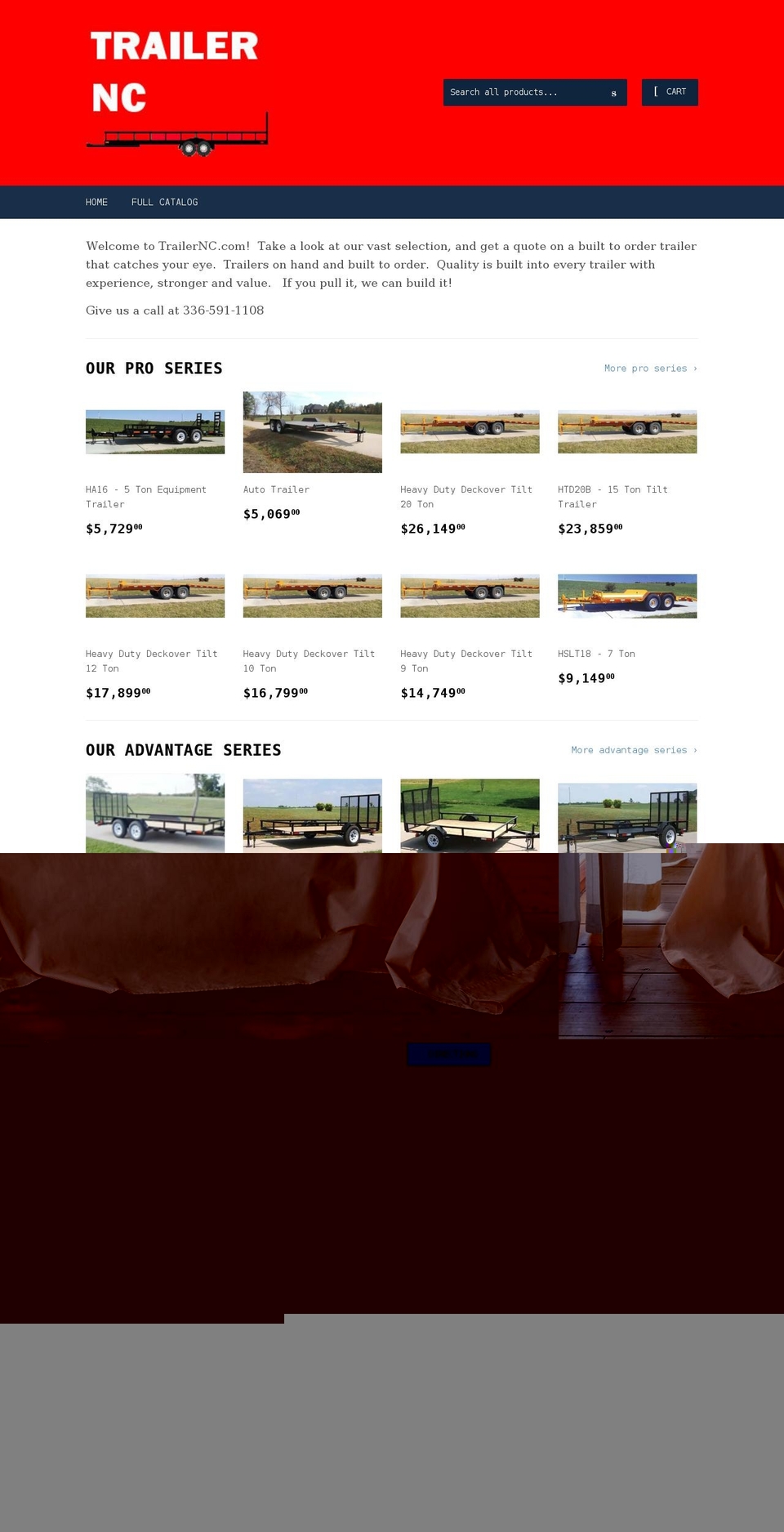 trailernc.com shopify website screenshot