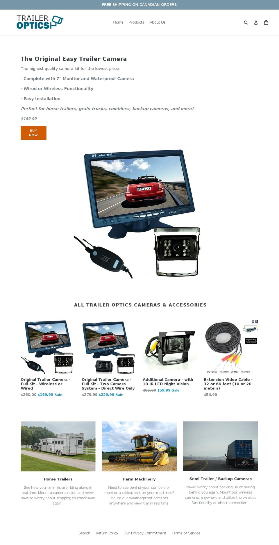 traileroptics.com — Shopify storefront screenshot