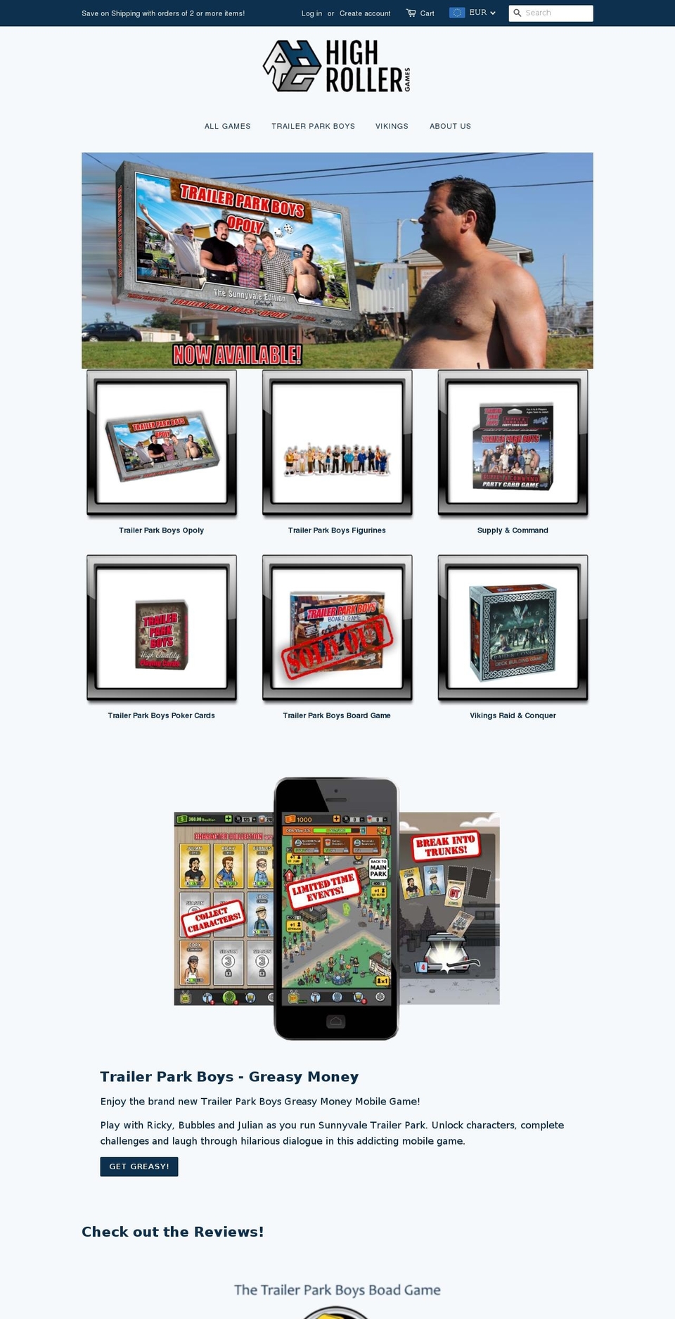 trailerparkboysgame.com — Shopify storefront screenshot