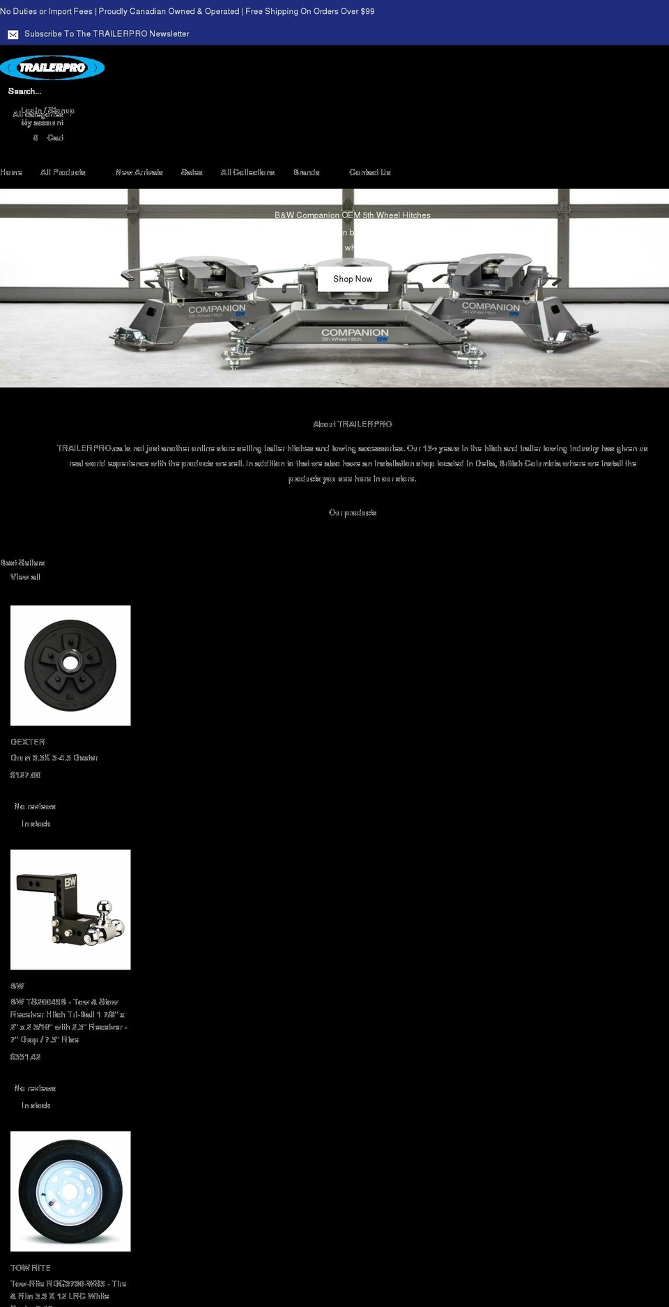trailerpro.ca shopify website screenshot