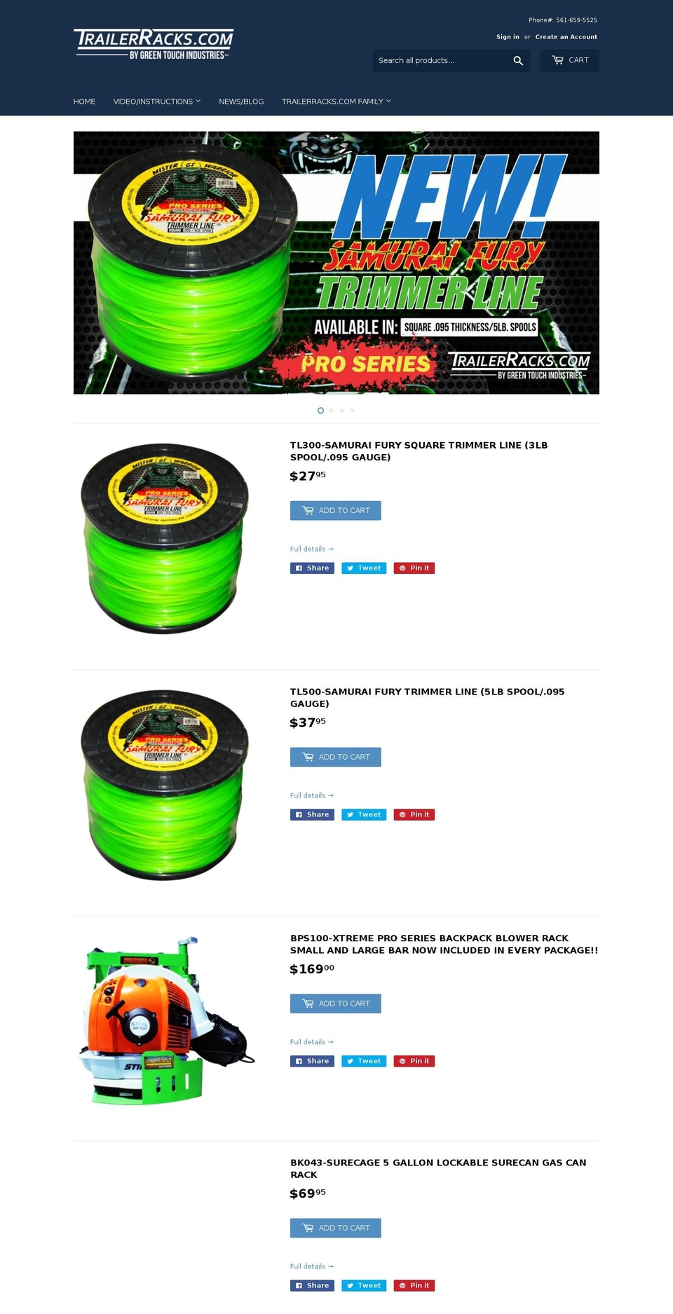 trailerracks.net shopify website screenshot