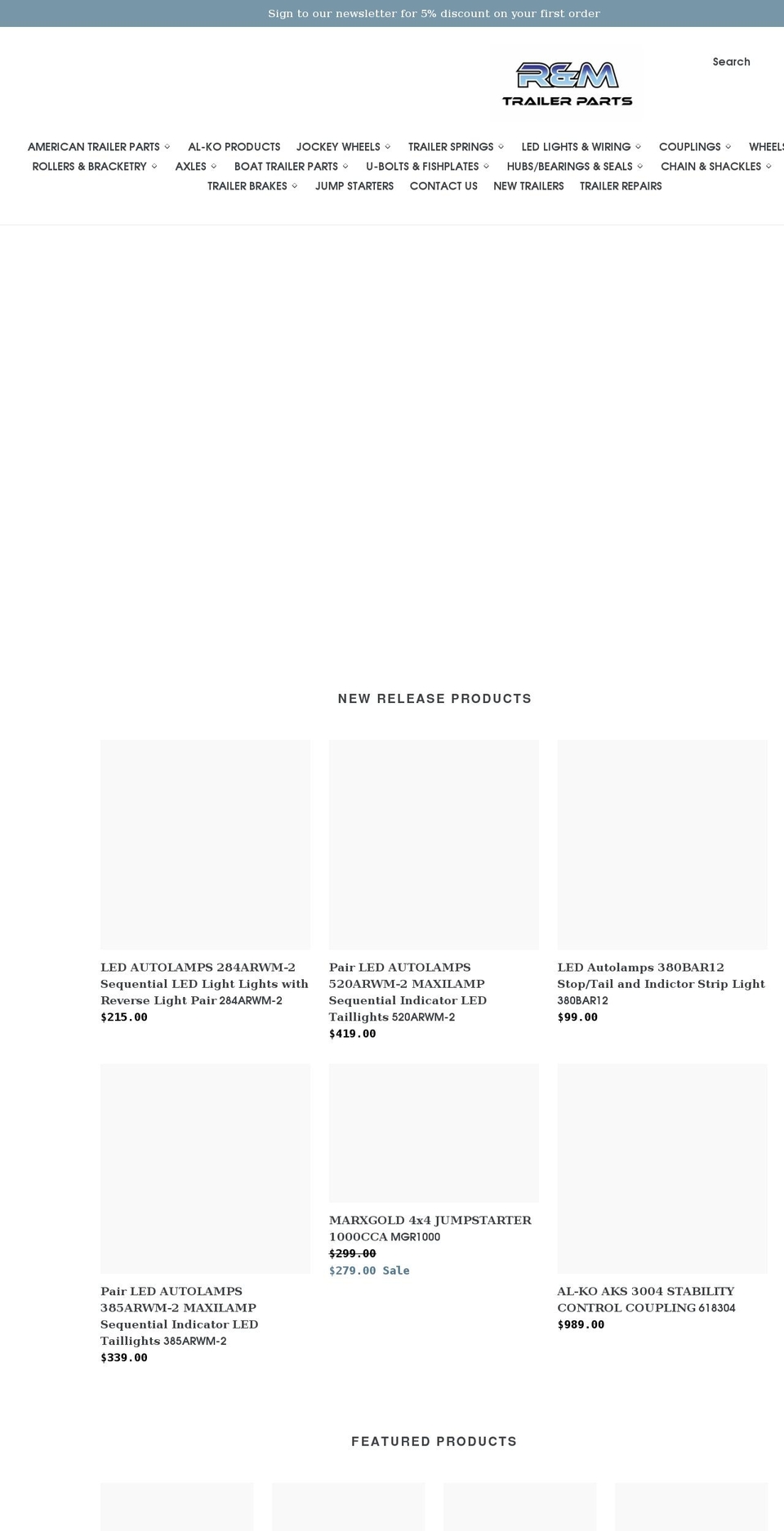 trailersparesonline.com.au shopify website screenshot