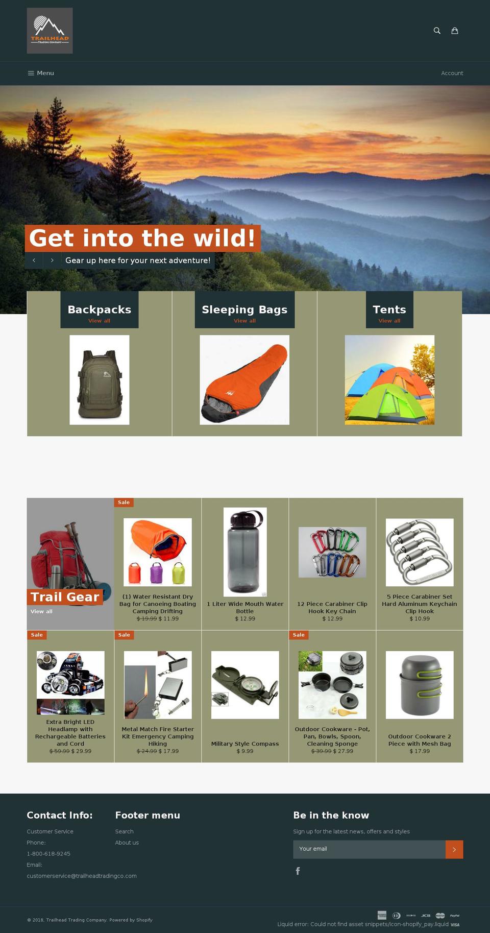 trailheadtradingcompany.com shopify website screenshot