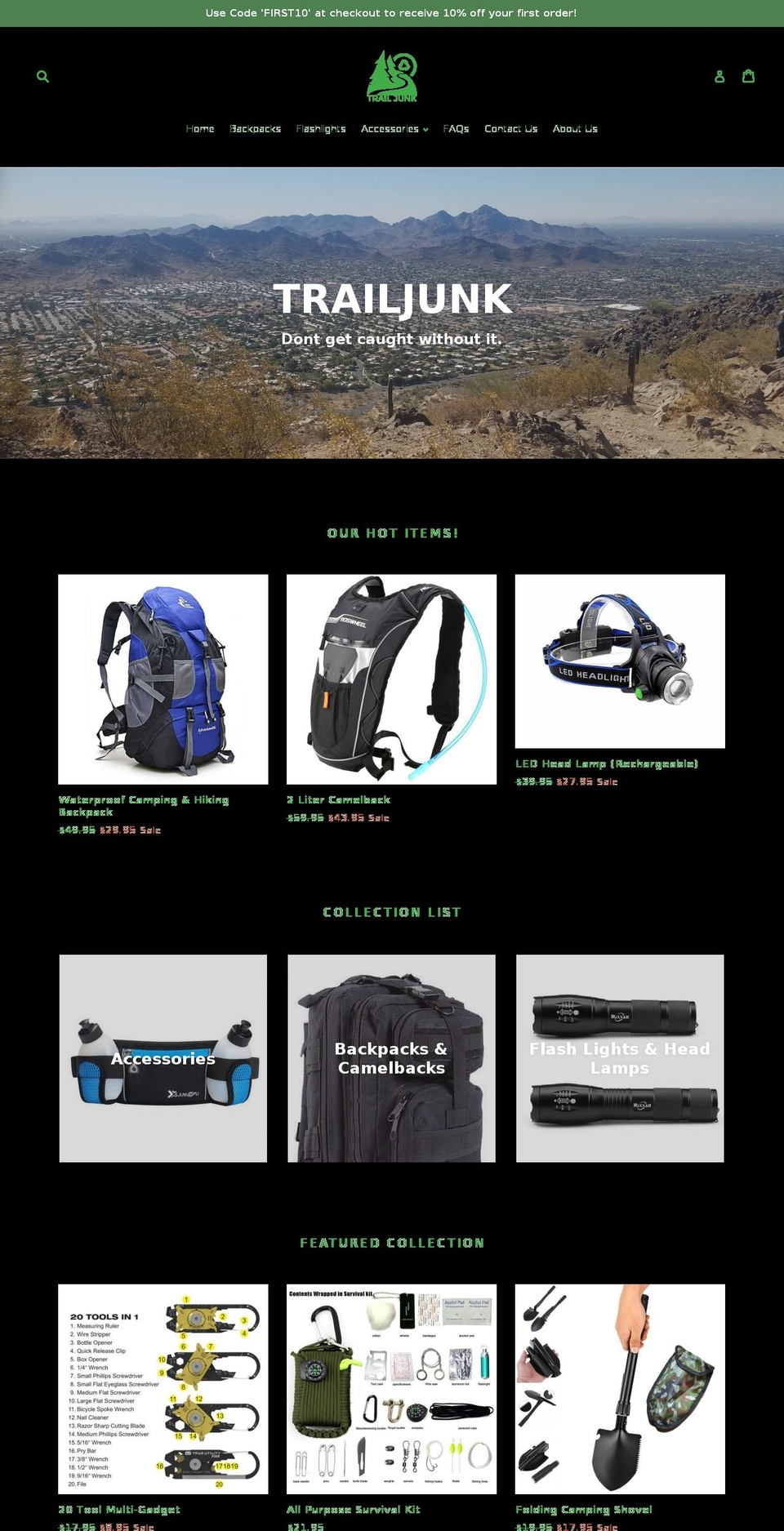 trailjunk.com — Shopify storefront screenshot