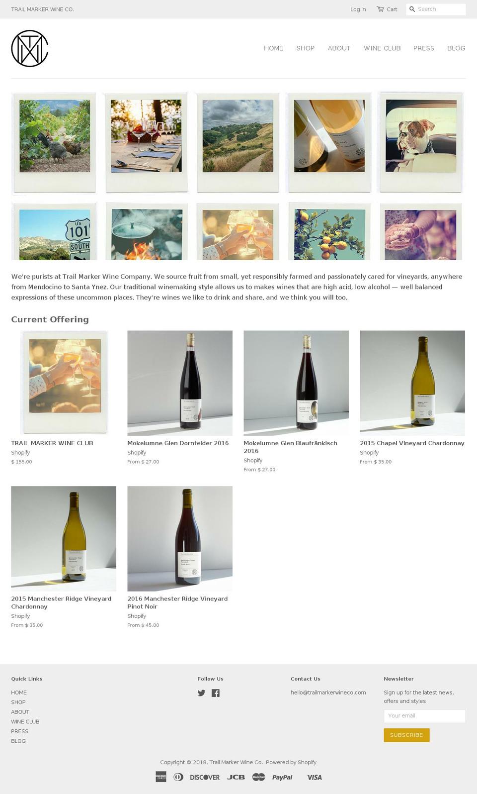trailmarkerwines.com shopify website screenshot