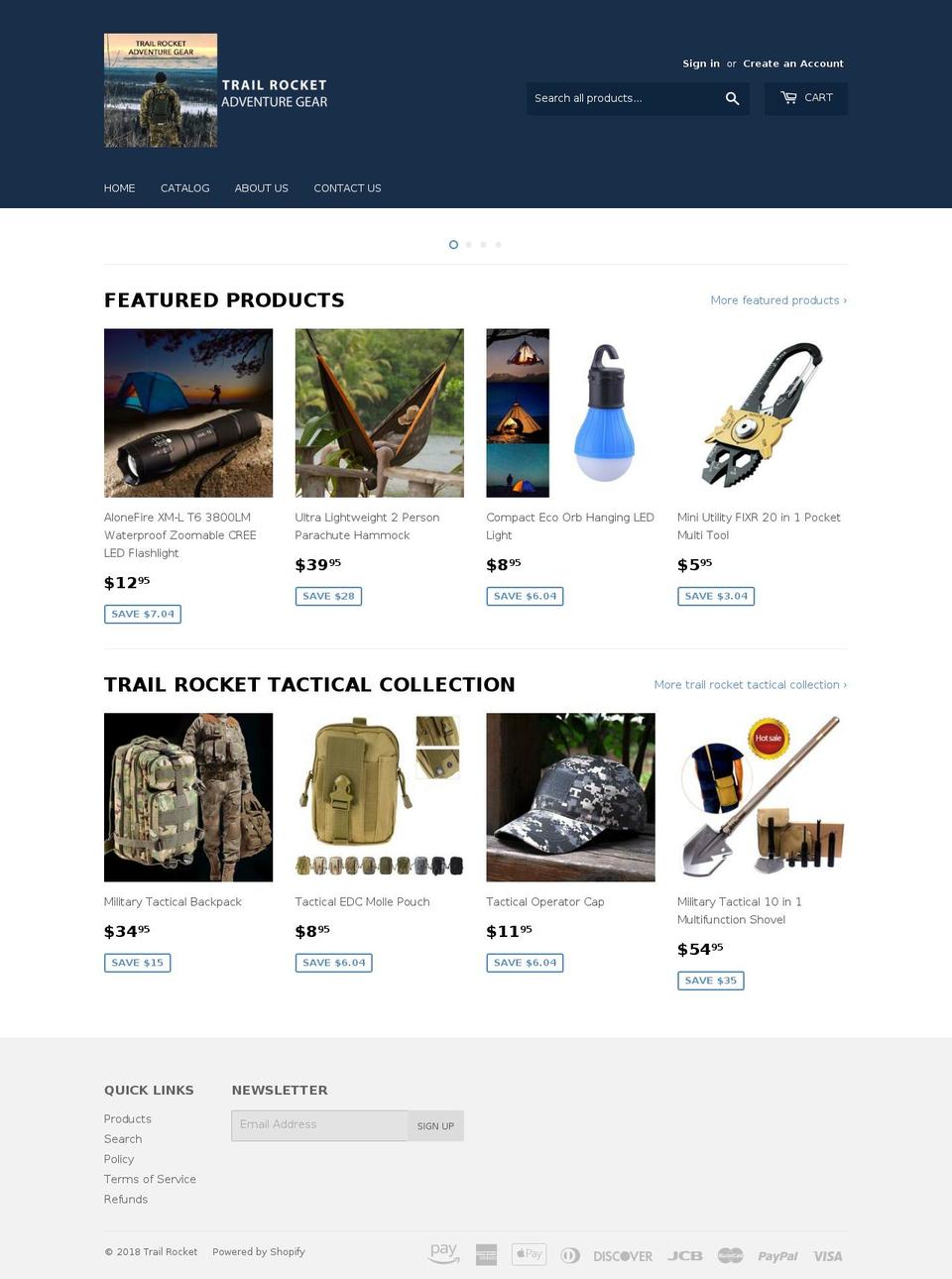 trailrocket.com — Shopify storefront screenshot