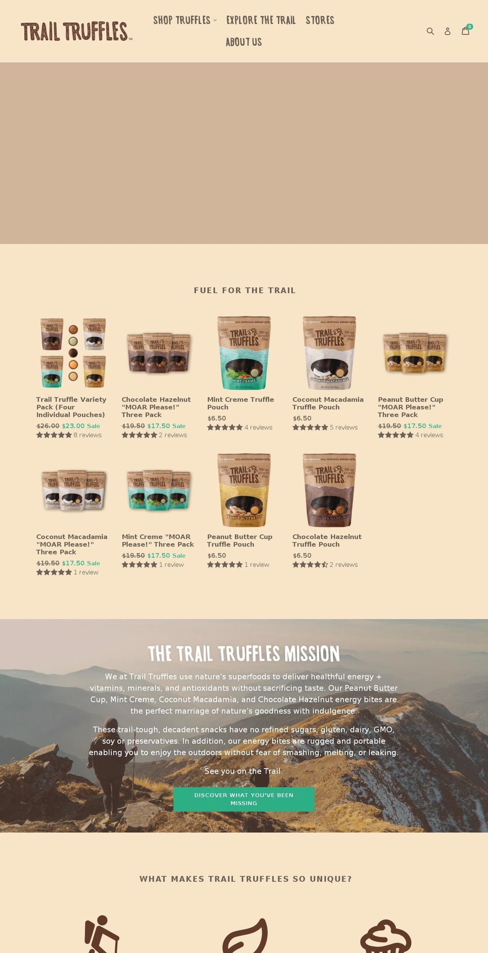 trailtruffles.com shopify website screenshot