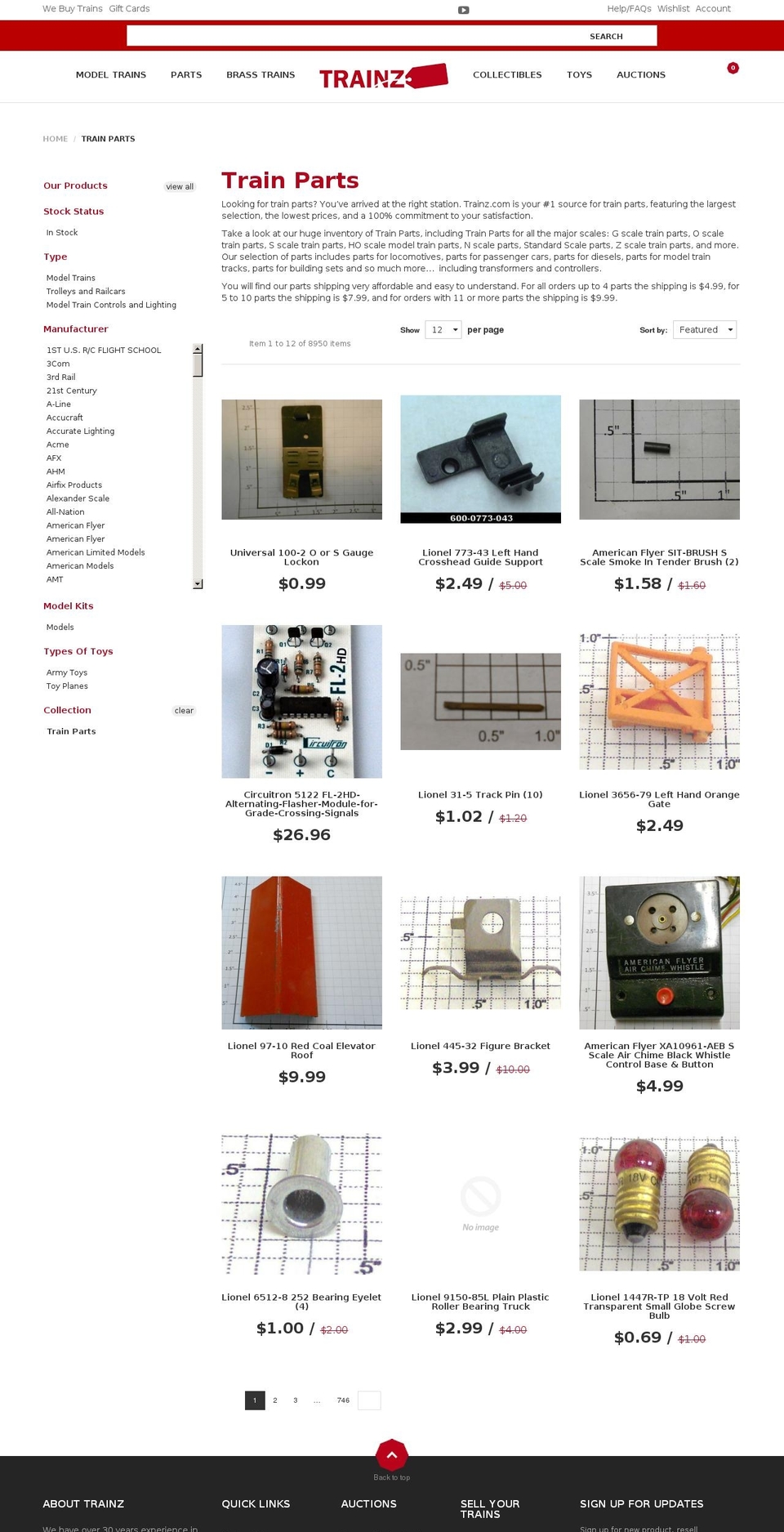 train-parts.com — Shopify storefront screenshot