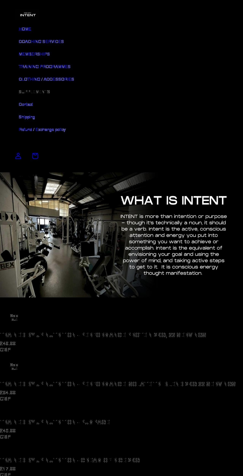 train-with-intent.com shopify website screenshot