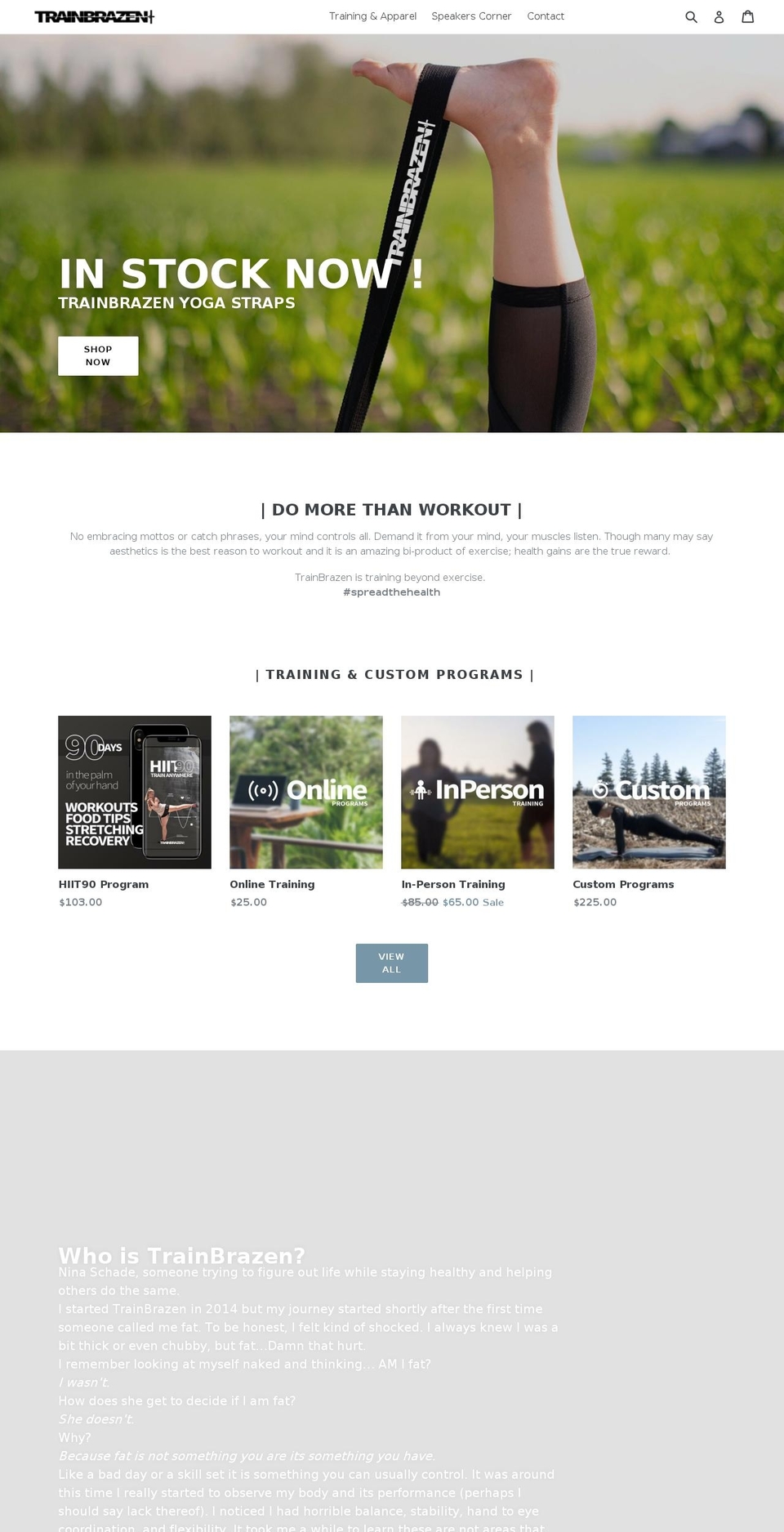 trainbrazen.com — Shopify storefront screenshot
