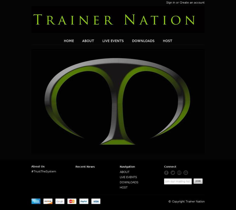 trainernation.net shopify website screenshot