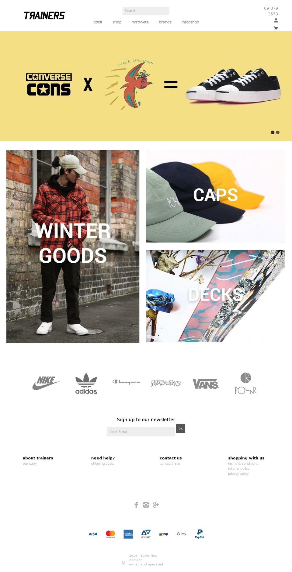 Jaboo 2018 Shopify theme site example trainersskateboarding.com