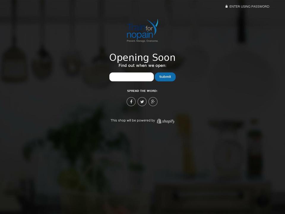 trainfornopain.com shopify website screenshot