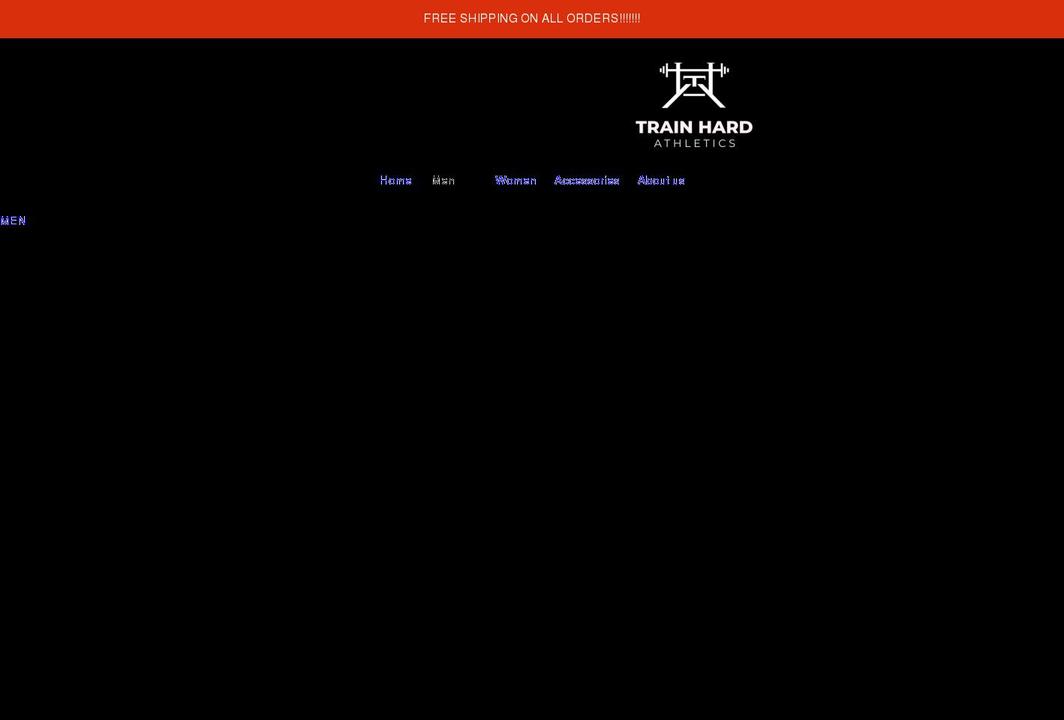 trainhardathletics.com shopify website screenshot