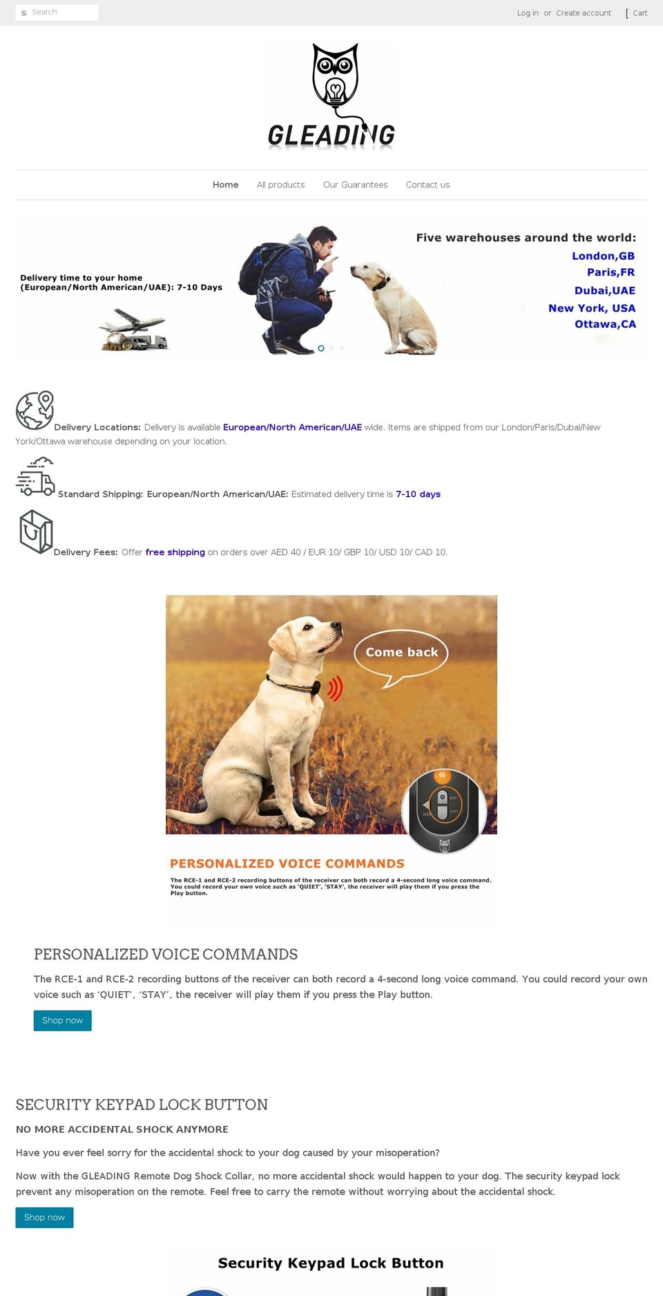 training-collar.net shopify website screenshot