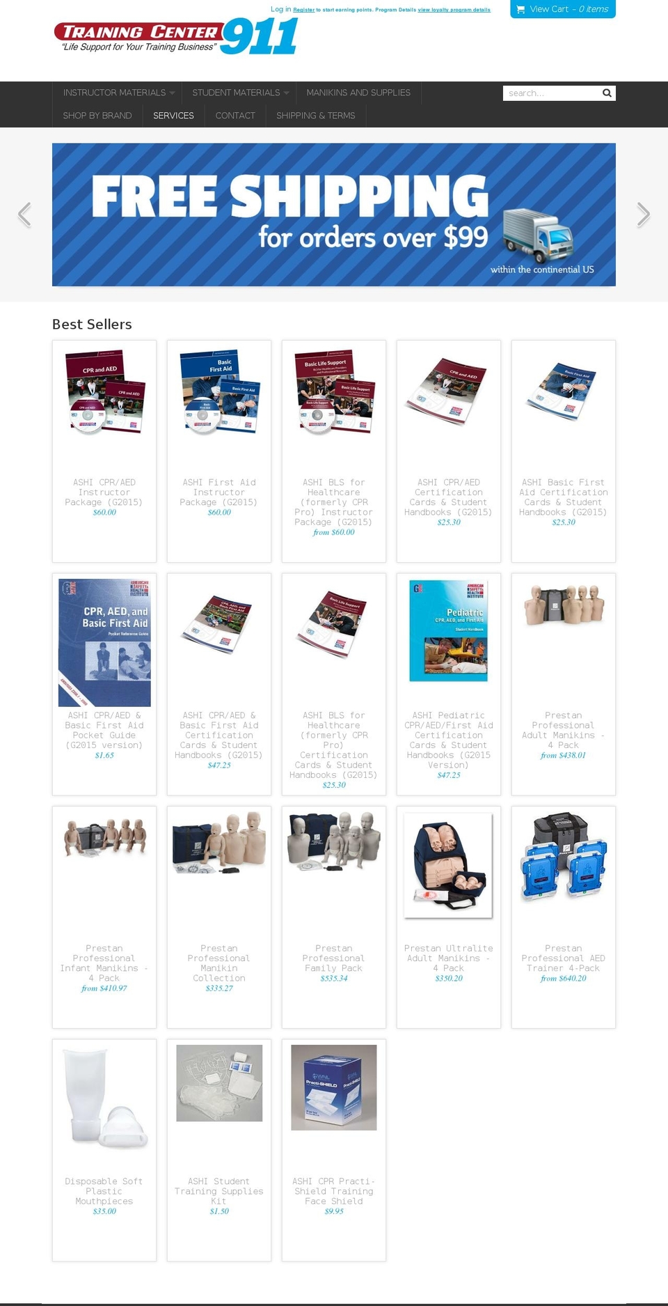 trainingcenter911.com shopify website screenshot