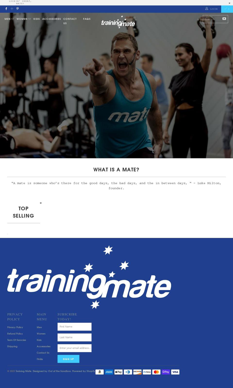 trainingmate.myshopify.com shopify website screenshot