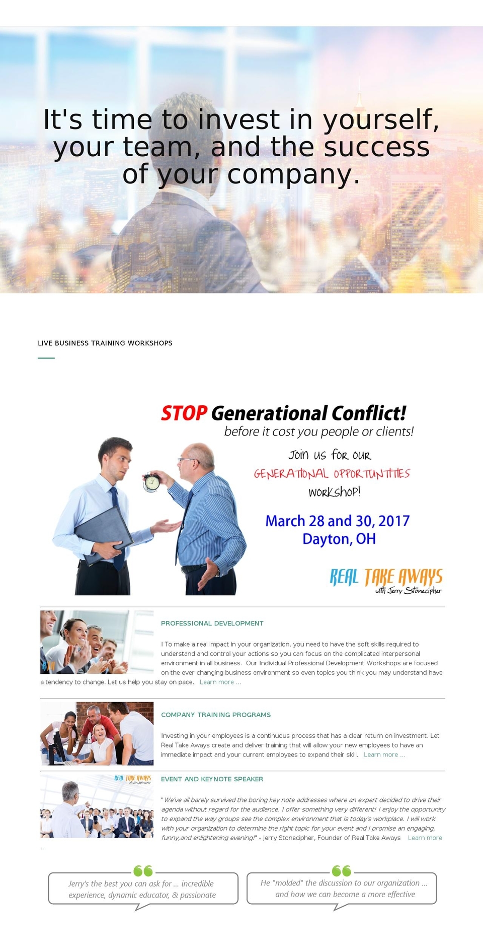 trainingtakeaways.com shopify website screenshot