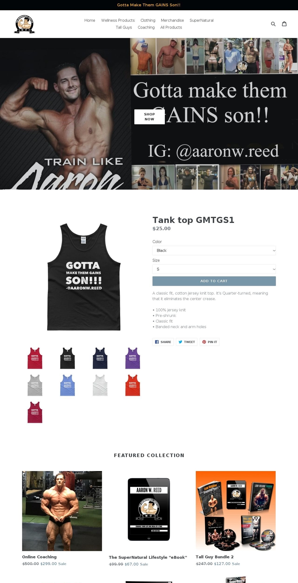 trainlikeaaron.com shopify website screenshot
