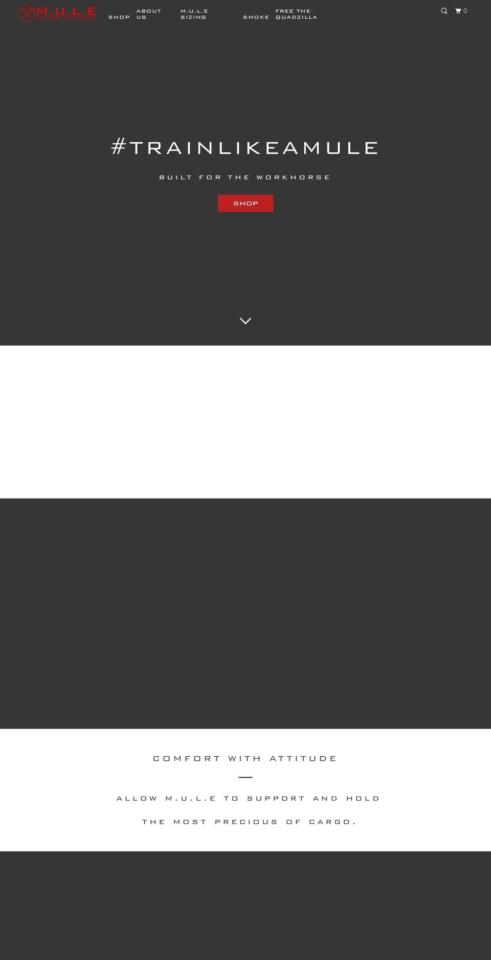 trainlikeamule.com shopify website screenshot