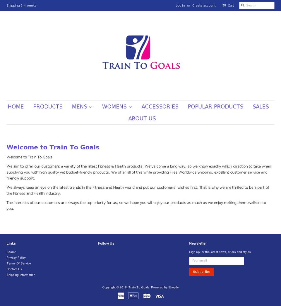 traintogoals.com — Shopify storefront screenshot