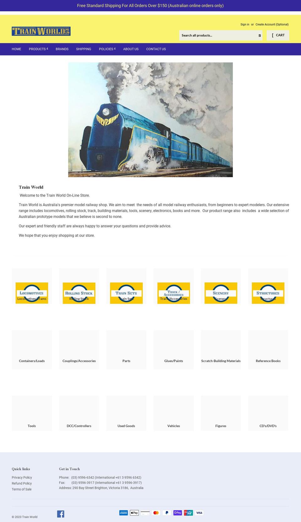 trainworld.net.au shopify website screenshot
