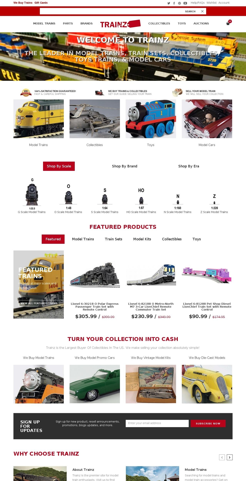 trainz.com shopify website screenshot