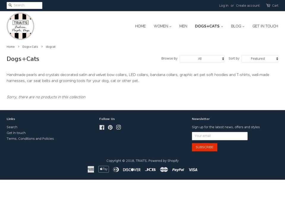 traits.dog shopify website screenshot