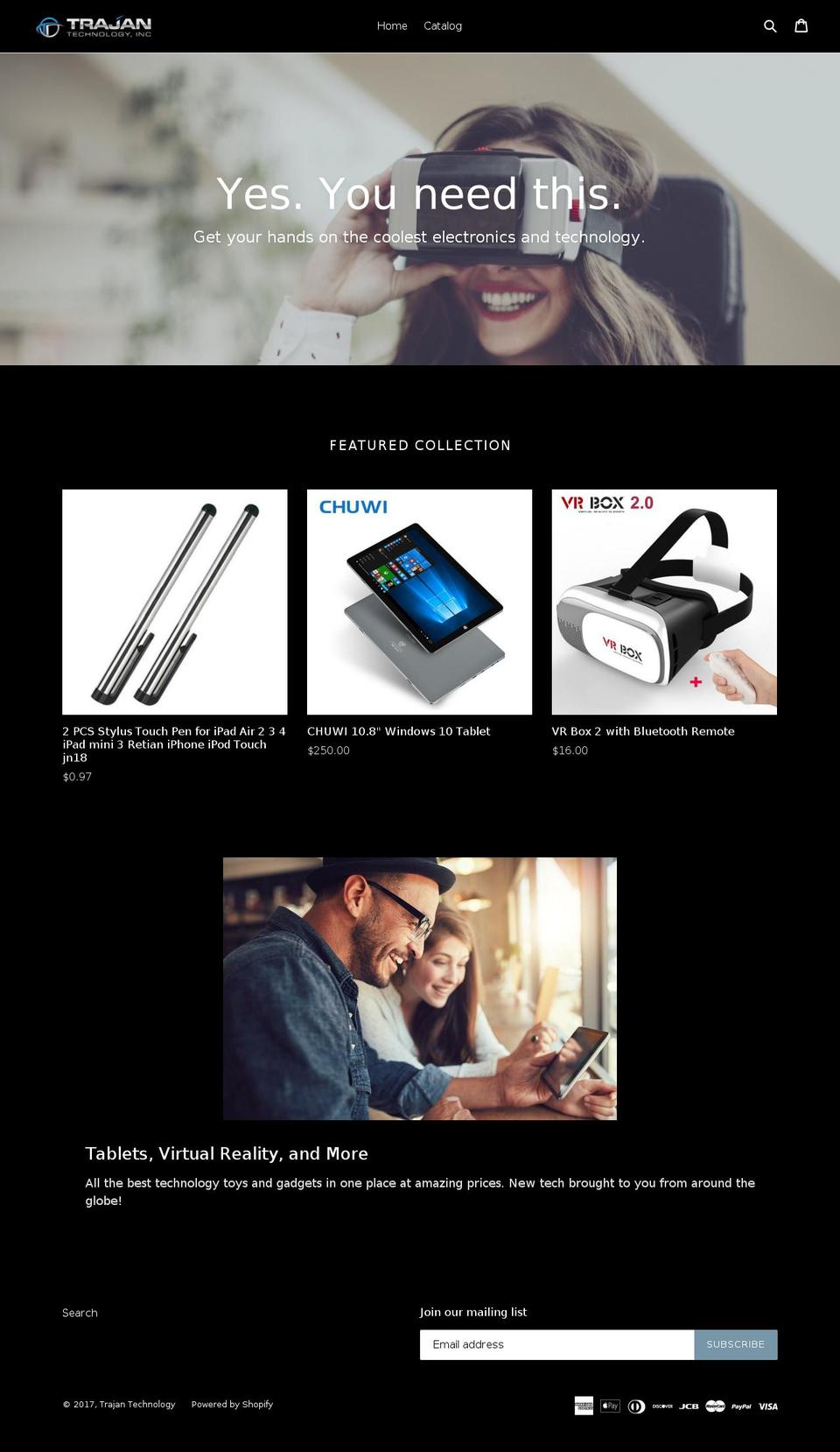 trajantechnology.com shopify website screenshot