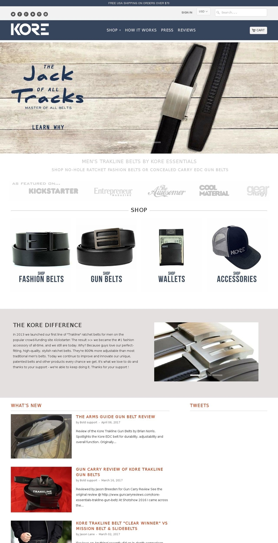 trakbelts.com shopify website screenshot
