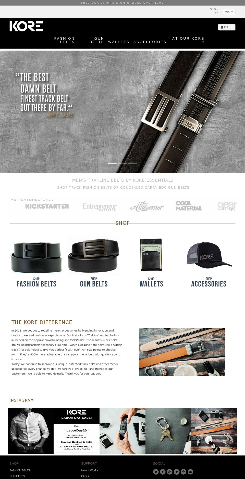 Kore Essentials- with top10 updated Shopify theme site example traklinebelt.com