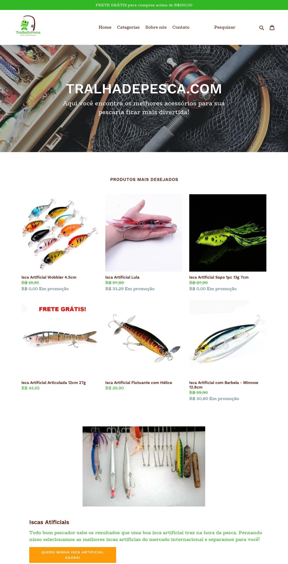 tralhadepesca.com — Shopify storefront screenshot