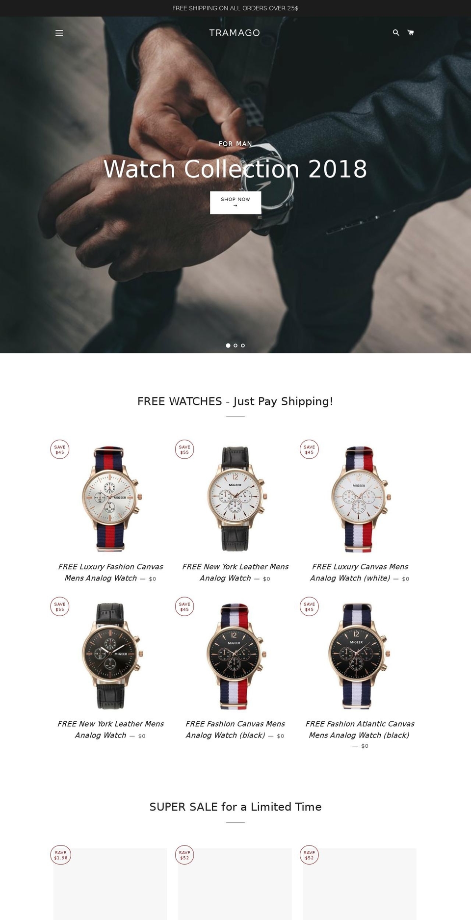 tramago.com — Shopify storefront screenshot