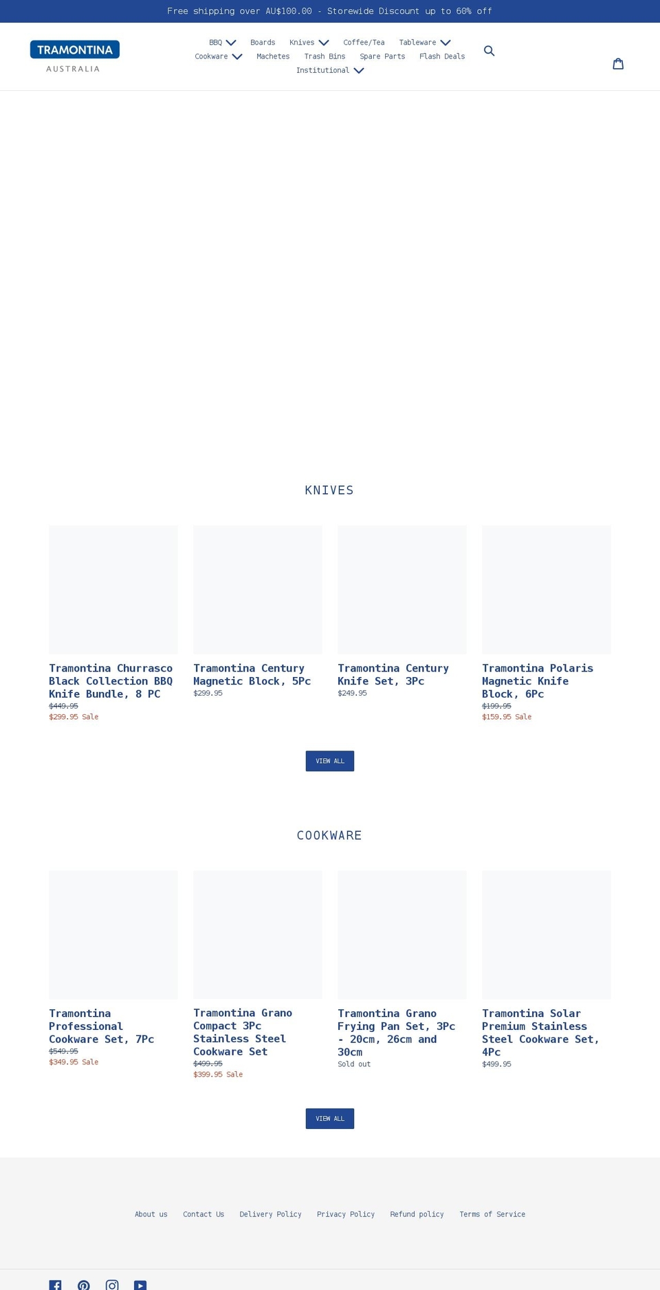 tramontinaaustralia.com.au shopify website screenshot