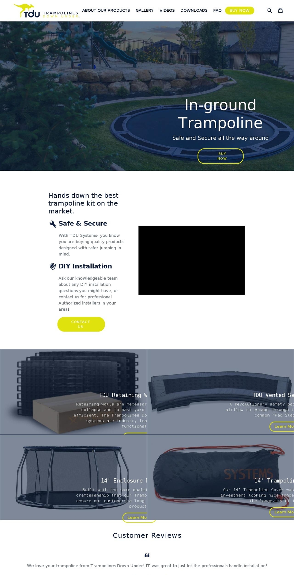 trampolinesdownunder.com shopify website screenshot