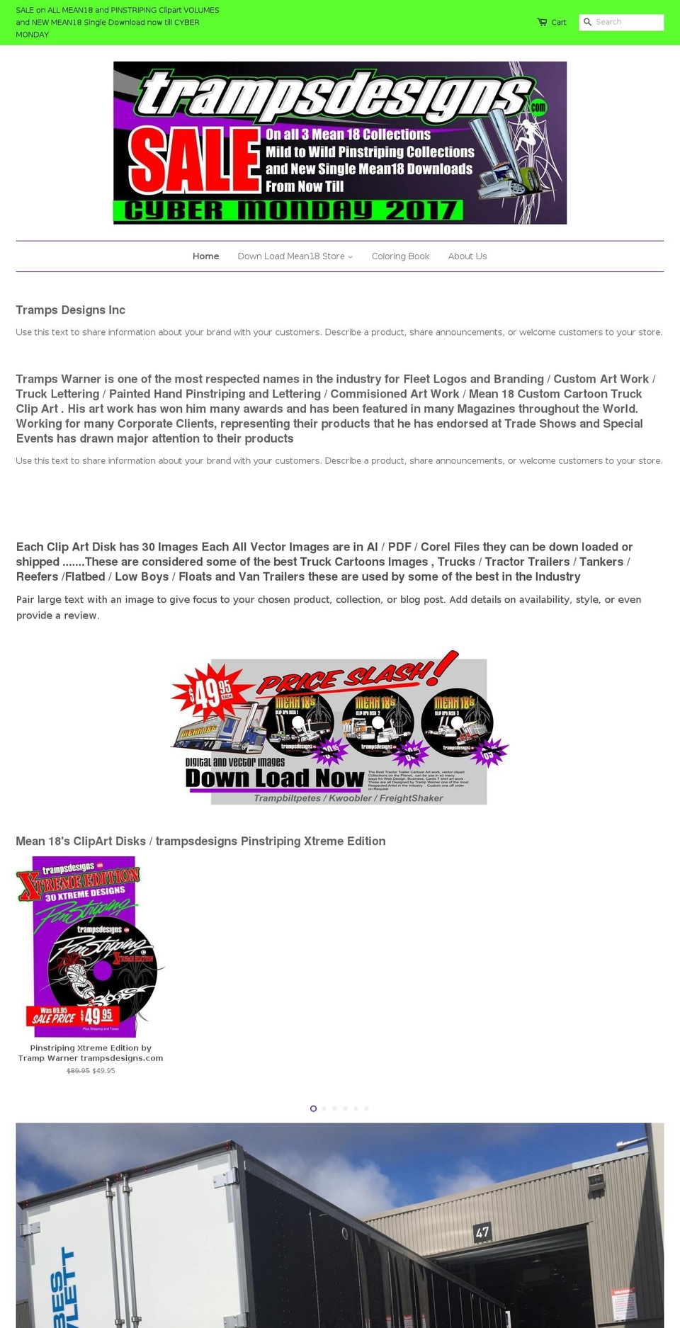 trampsdesigns.com shopify website screenshot